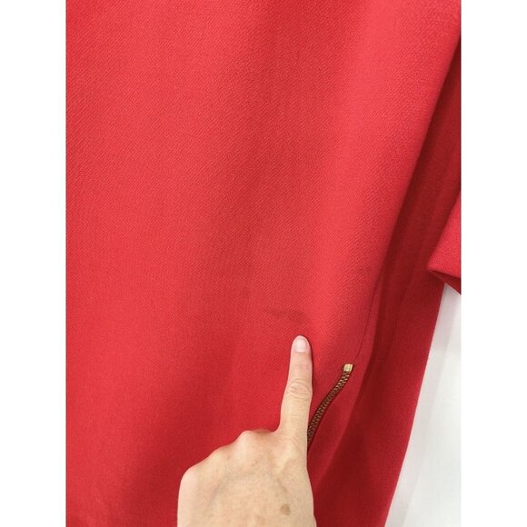 J Crew Dress Sheath Shift Exposed Zippers 3/4 Sleeve Boatneck Red Flaw Size 4 - Picture 4 of 15